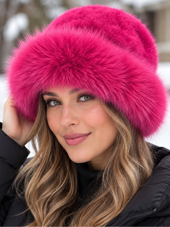 Accessories - NEW: Pink Fuzzy Trim Beanie one size
